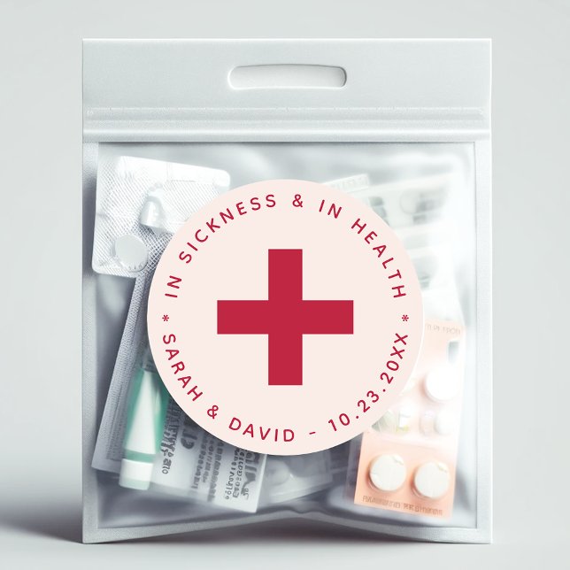 Pink & Red Hangover Kit In Sickness and in Health  Classic Round Sticker (Creator Uploaded)