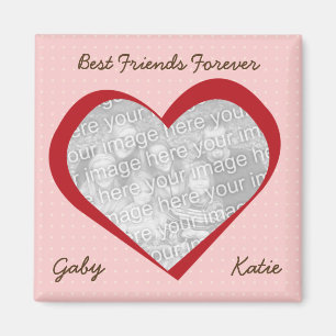 Pink red heart dots love custom photo best friends magnet