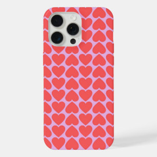 Pink Red Heart Grid Y2K Pattern iPhone 15 Pro Max Case