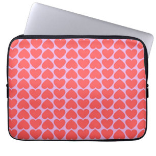 Pink Red Heart Grid Y2K Pattern Laptop Sleeve