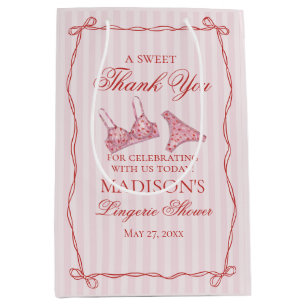 Pink & Red Heart Lingerie Shower Bachelorett Favor Medium Gift Bag