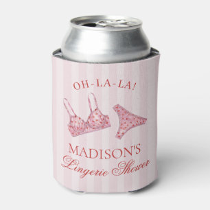 Pink & Red Heart Lingerie Shower Panty Party Favou Can Cooler