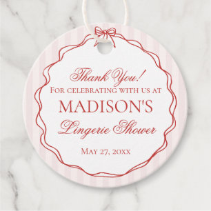 Pink & Red Heart Lingerie Shower Panty Party Favour Tags