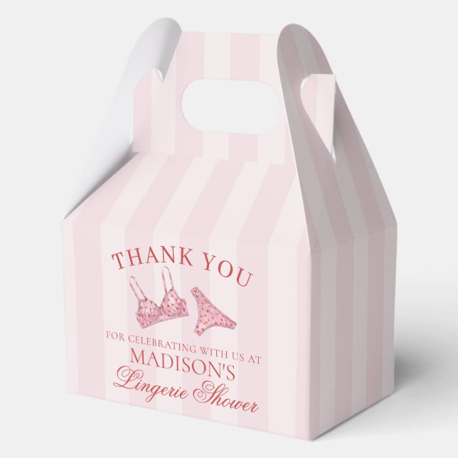 Pink & Red Heart Lingerie Shower Panty Party Gable Favour Box (Front)