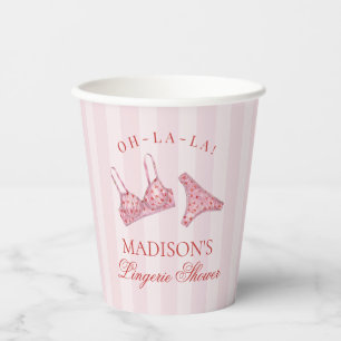 Pink & Red Heart Lingerie Shower Panty Party Paper Cups