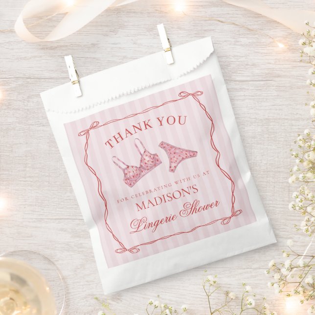Pink & Red Heart Lingerie Shower Party Dessert Favour Bags (Clipped)