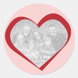 Pink red heart love custom photo Valentine seal