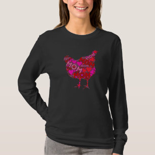 Pink Red Heart Love Mum Farm Chicken Mama Mother' T-Shirt