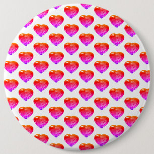 Pink Red Heart Pattern Green Button