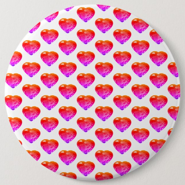 Pink Red Heart Pattern Green Button (Front)