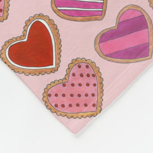 Pink Red Heart Sugar Cookies Love Valentine's Day Fleece Blanket