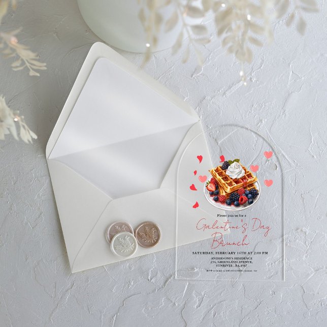Pink & Red Heart  Valentine's Day Brunch Party Acrylic Invitations (Creator Uploaded)