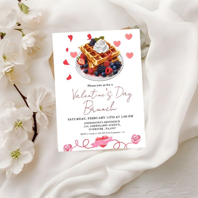 Pink & Red Heart  Valentine's Day Brunch Party Invitation (Creator Uploaded)