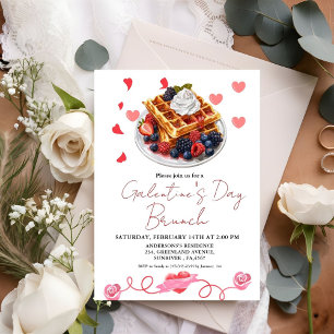 Pink & Red Heart  Valentine's Day Brunch Party Invitation