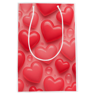 Pink & Red Hearts Bubble Pattern Medium Gift Bag