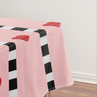 Pink & Red Hearts Chequerboard Stripe Tablecloth