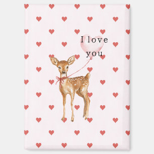 Pink Red Hearts Deer Love Balloon Magnet