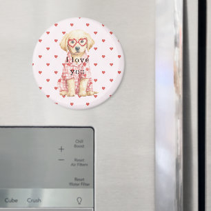 Pink Red Hearts Dog Love Magnet