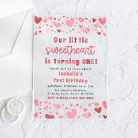 Pink Red Hearts Little Sweetheart First Birthday