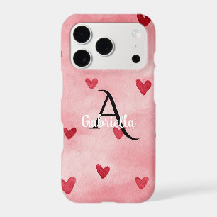 Pink Red Hearts Monogram Name