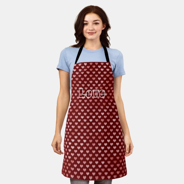 Pink Red Hearts Ombre Apron (Worn)