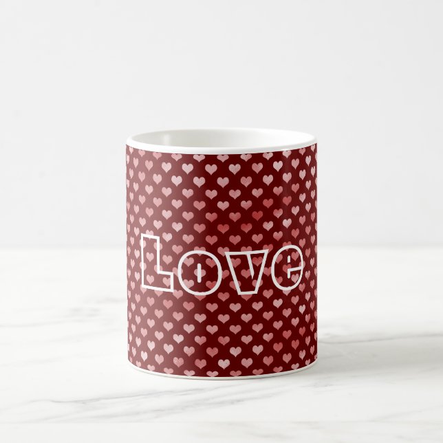 Pink Red Hearts Ombre Coffee Mug (Center)