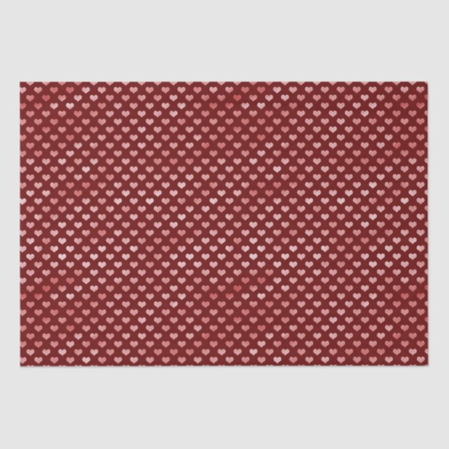 Pink Red Hearts Ombre Tissue Paper (Front)