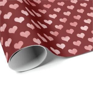 Pink Red Hearts Ombre Wrapping Paper