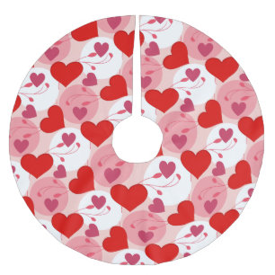 Pink & Red Hearts Romantic Valentines Day Pattern Brushed Polyester Tree Skirt