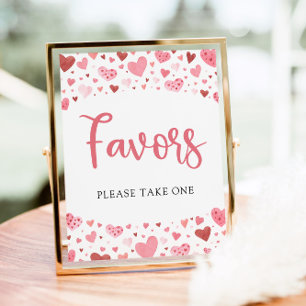 Pink Red Hearts Valentine Baby Shower Favours Sign