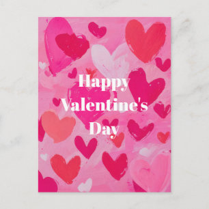 Pink Red Hearts Valentine`s Day Card 