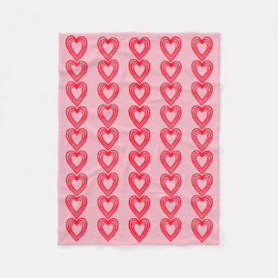 Pink Red Hearts Valentines Day 4Eva Fleece Blanke Blanket