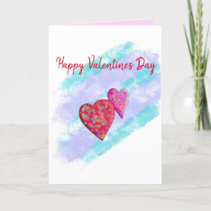 Pink & Red Hearts Valentine's Day Card