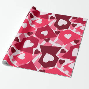 Pink & Red Hearts Valentines Day Wrapping Paper