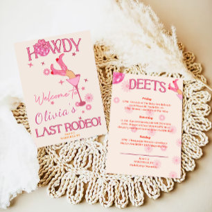 Pink Red Last Rodeo Bachelorette Invitation