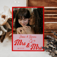 Pink & Red Lesbian Wedding Photo Save The Date