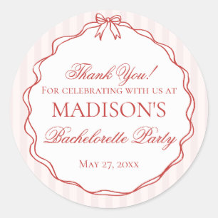 Pink & Red Lingerie Bachelorette Party Favours Classic Round Sticker