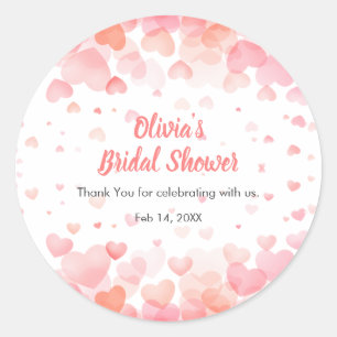Pink & Red Love is in the Air Bridal Shower Classic Round Sticker