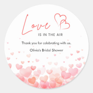 Pink & Red Love is in the Air Bridal Shower  Classic Round Sticker