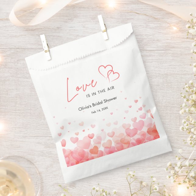 Pink & Red Love is in the Air Bridal Shower  Favour Bags (Clipped)