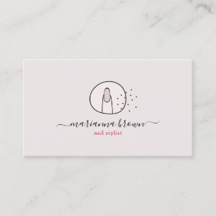 Pink Red Manicure Spa Salon Logo Polish Nail Business Card