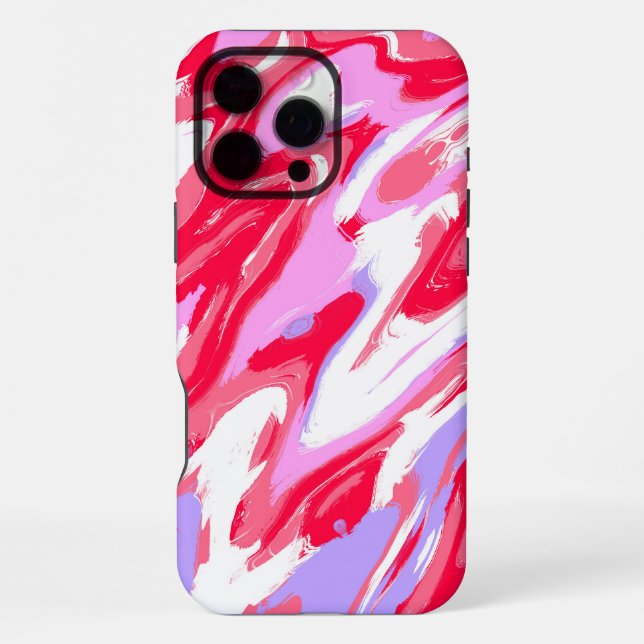 Pink Red Marble Texture Liquid Paint Mixture iPhone Case (Back)