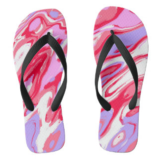 Pink Red Marble Texture Liquid Paint Mixture Jandals