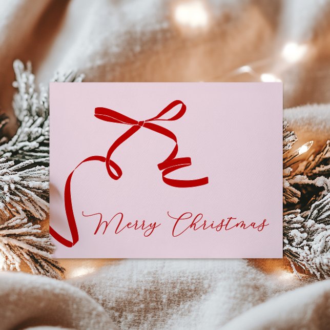 Pink Red Merry Christmas  Holiday Card (Creator Uploaded)