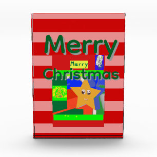 Pink Red Merry Christmas Photo Block