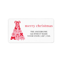 Pink Red Merry Christmas Tree Bow Holiday