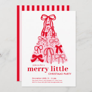 Pink Red Merry Little Christmas Holiday Party Invitation