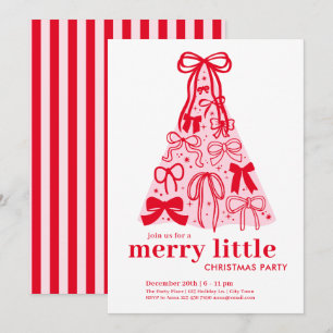 Pink Red Merry Little Christmas Party Invitation