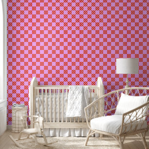 Pink Red Mid Century Modern Retro Mod Peel & Stick Wallpaper