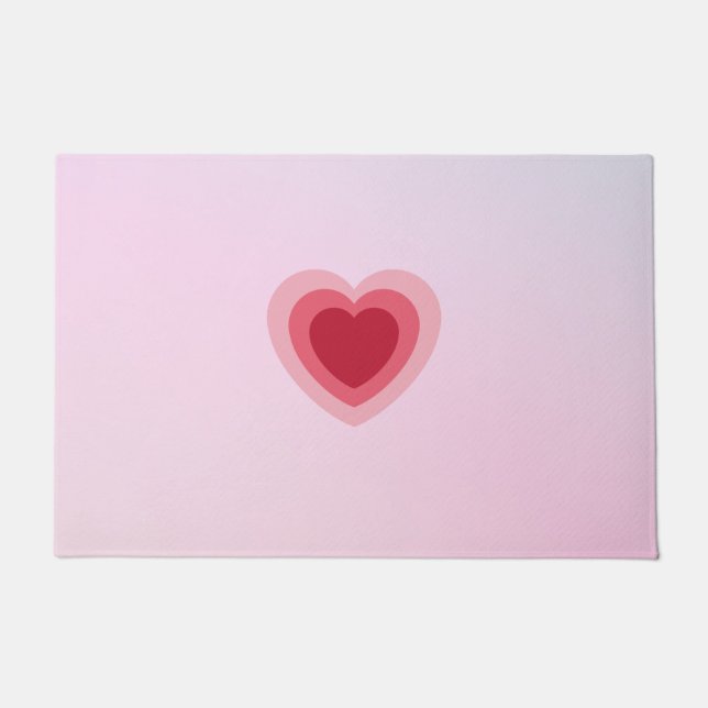 Pink Red Minimalist Cute Heart Doormat (Front)